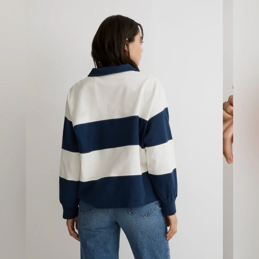 Madewell Striped Rugby Polo Shirt - Picture 2 of 6
